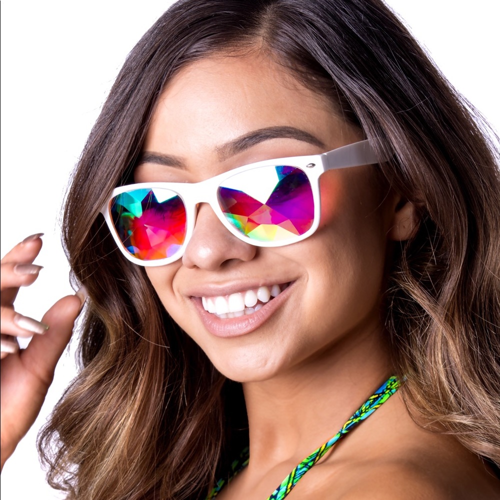 White Kaleidoscope Rave Sunglasses 🕶